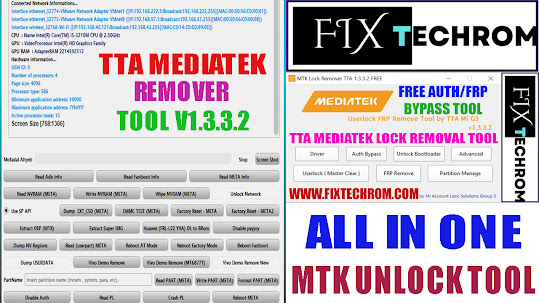 TTA MEDIATEK  [MTK] Lock Remover Tool v1.3.3.2 | Restore NV Data | Unlock Bootloaders