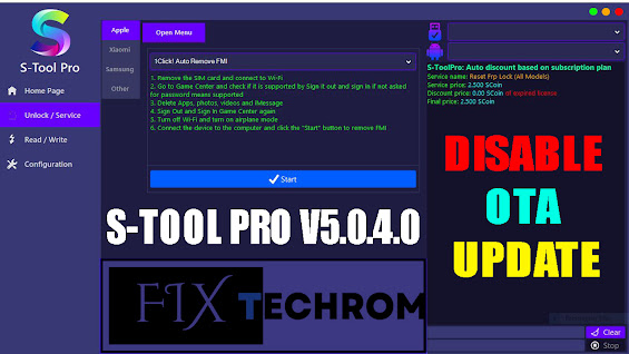 S-Tool Pro V5.0.4.0 | Disable OTA Update | FMI Open Menu Removal Tool New