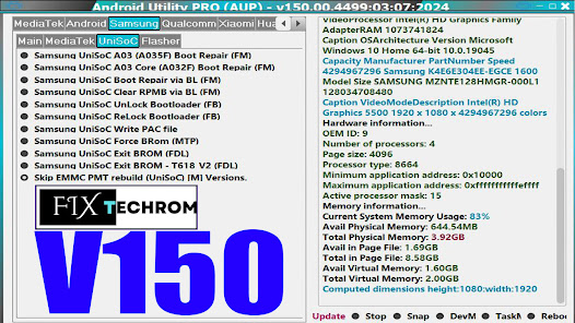 Android Utility Tool V150 | Fixed Samsung UniSoC Force BROM | Boot Repair With BL