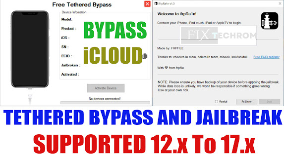 Tethered Bypass And Jailbreak For iOS | Supported 12.x To 17.x | Bypassed icloud Lock