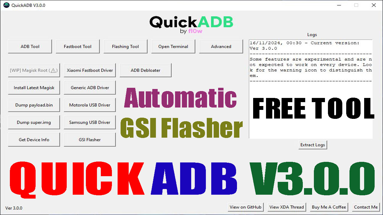 Quick ADB V3.0.0 Support Automatic GSI Flasher Free Download