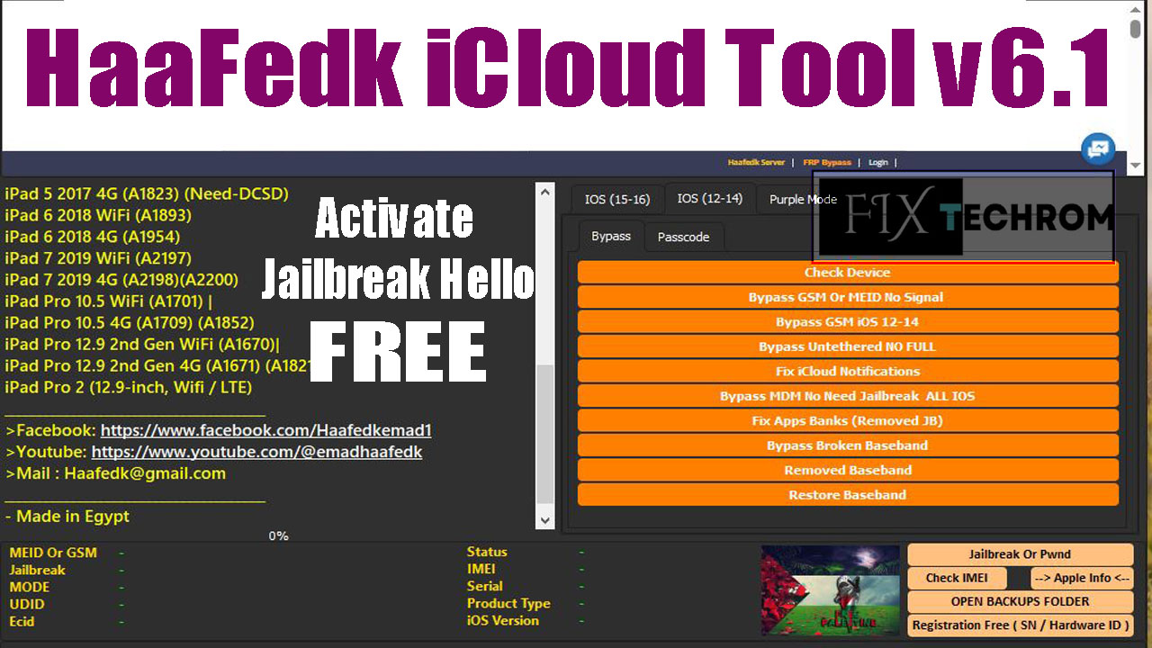 HaaFedk iCloud Tool v6.1 Latest Version Activate Jailbreak Hello Free