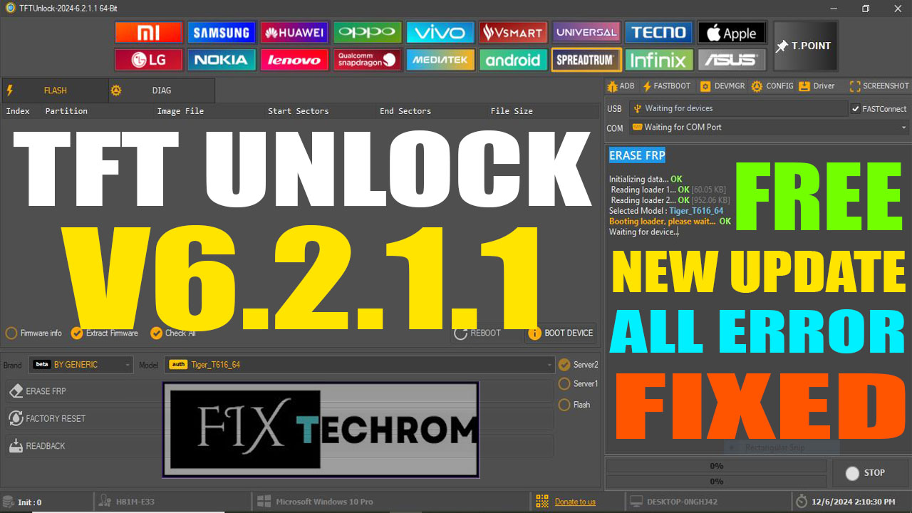 TFT Unlock Tool V6.2.1.1 Fixes All Server Issues Free Download