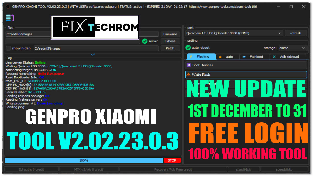 GenPro Xiaomi Tool V2.02.23.0.3 Remove Frp Reboot EDL Free Download