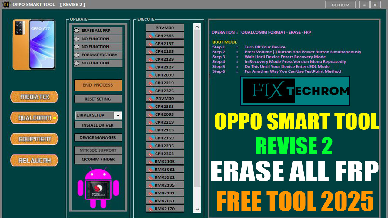 OPPO SMART TOOL REVISE 2 Erase All FRP 2025 FREE