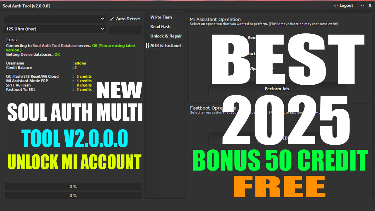 Soul Auth Multi Tool V2.0.0.0 Mi Account Unlock Free Credit