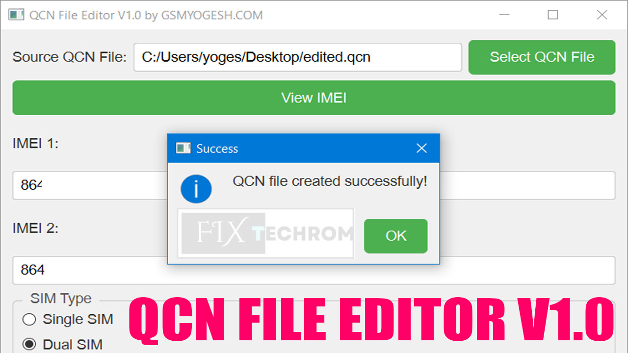 QCN File Editor V1.0 Free Modify IMEI Number