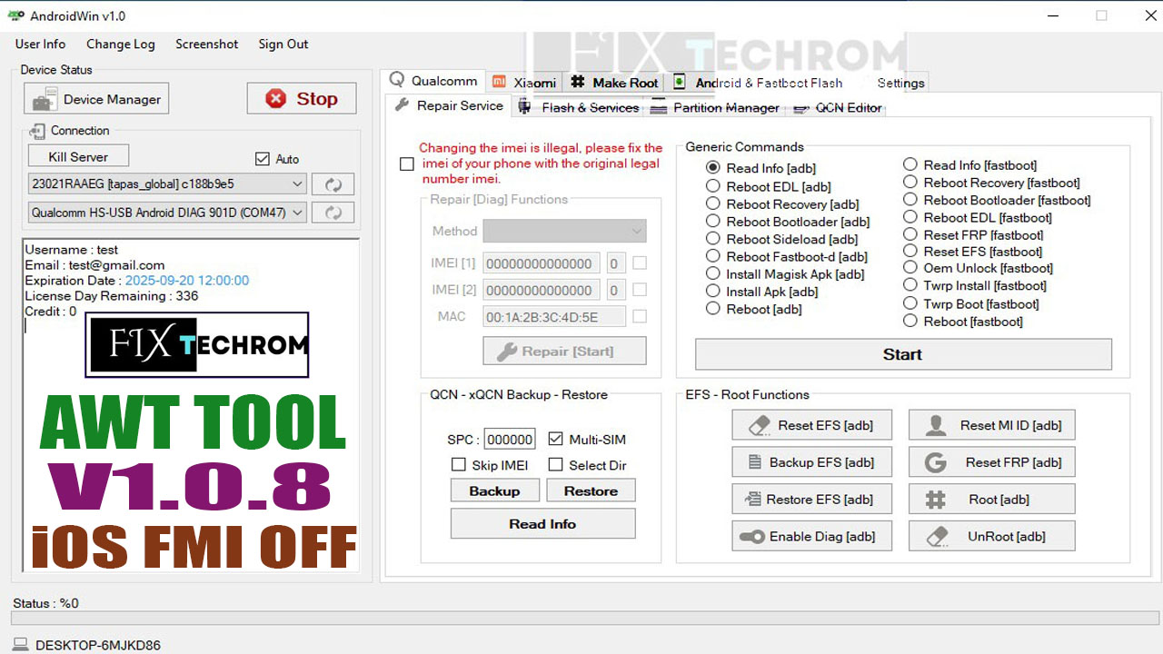 Android Win Tool (AWT) V1.0.8 iOS FMI OFF 2025