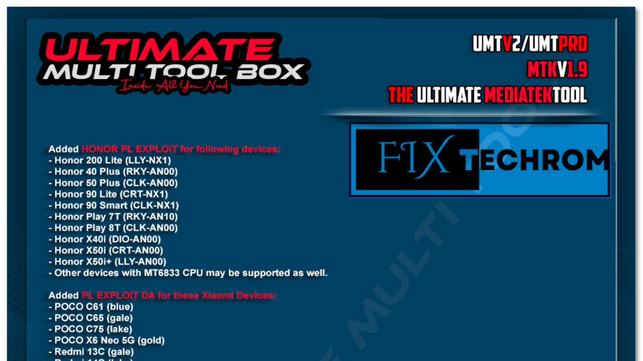 UMT PRO MTK2 Tool V1.9 Honor 5G Phone FRP Unlock