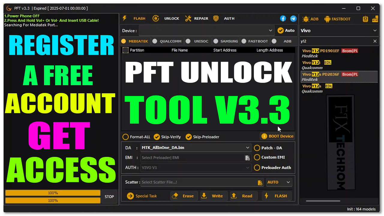 PFT Unlock Tool V3.3 Supports CPID Repair On Xiaomi