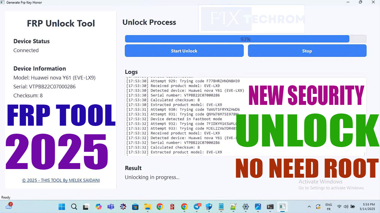 FRP Unlock Tool 2025 New Security Unlock One Click