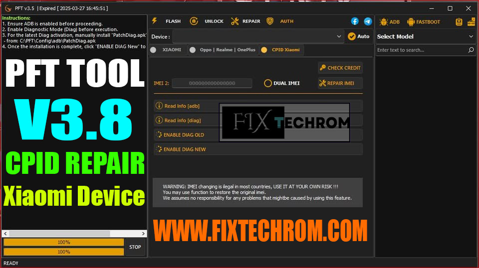 PFT Tool V3.8 CPID Repair Xiaomi Device 2025