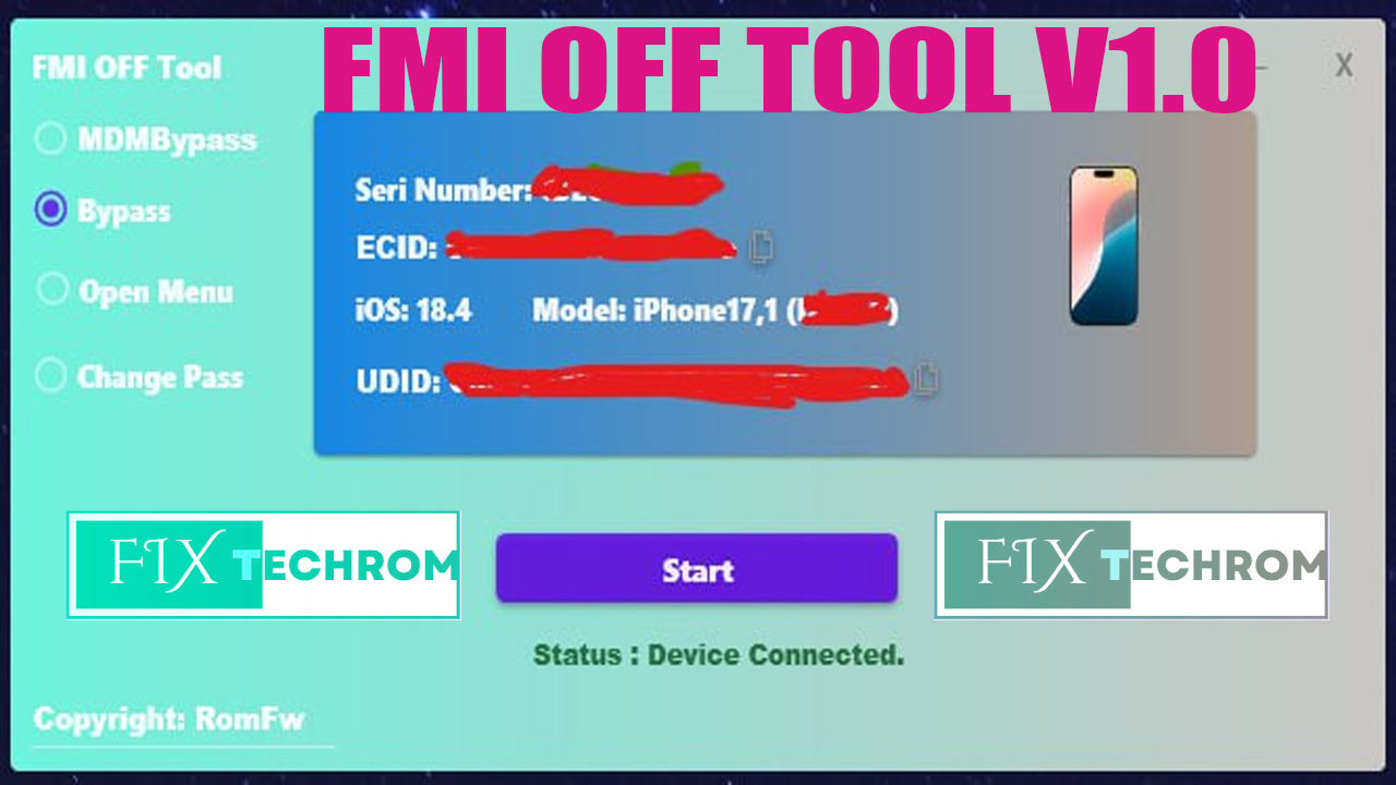 FMI OFF TOOL V1.0 MDM Jailbreak Bypass Hello