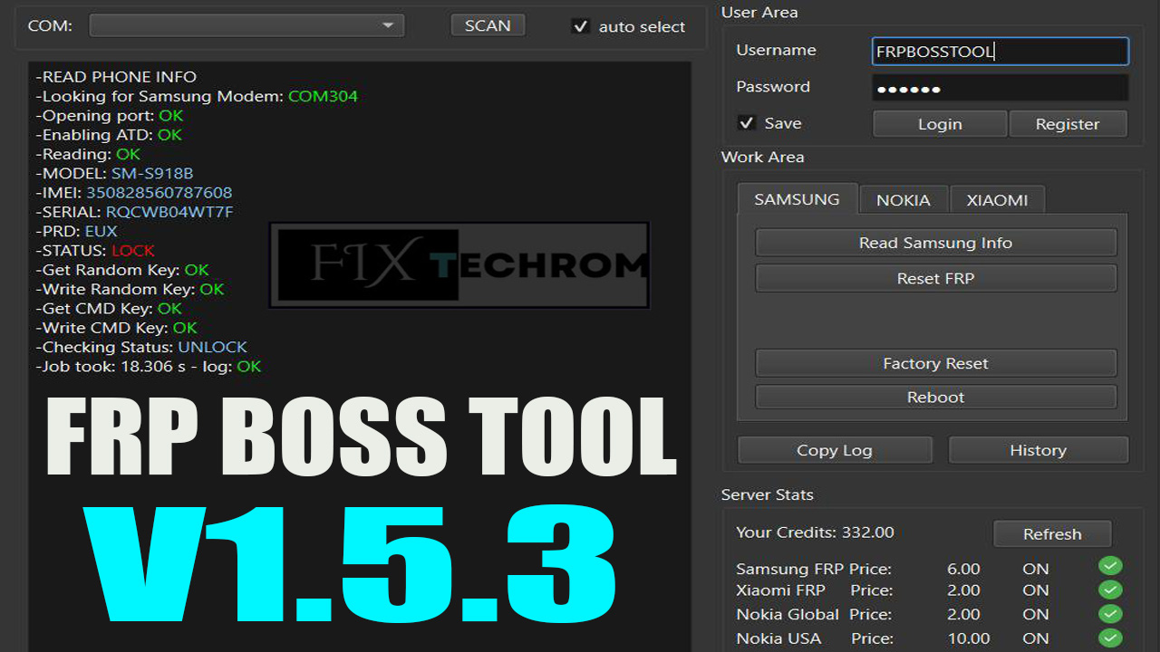 FRP Boss Tool v1.5.3 Unlock FRP WORLDWIDE Free Download