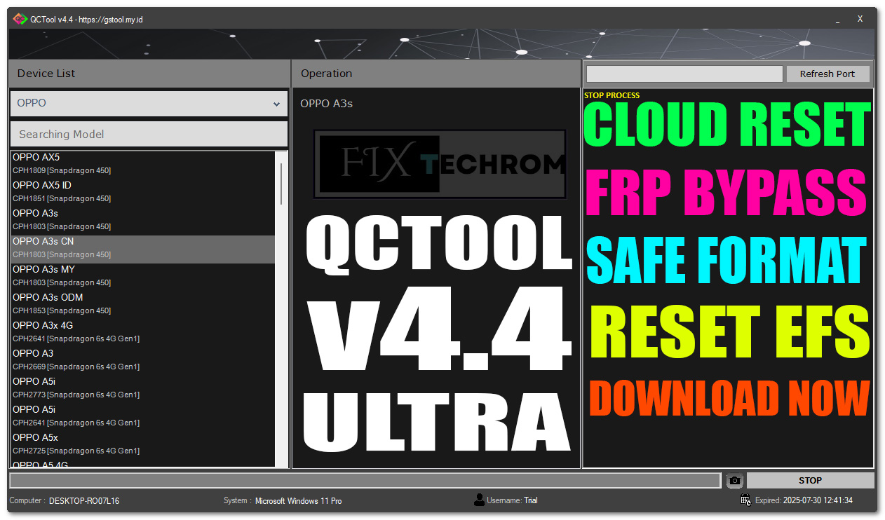 QCTool v4.4 Cloud Reset FRP Factory Reset Free